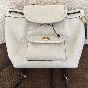 Small white/cream backpack bucket purse.